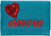 Dolce and Gabbana Blue Trifold Amore and Heart Wallet