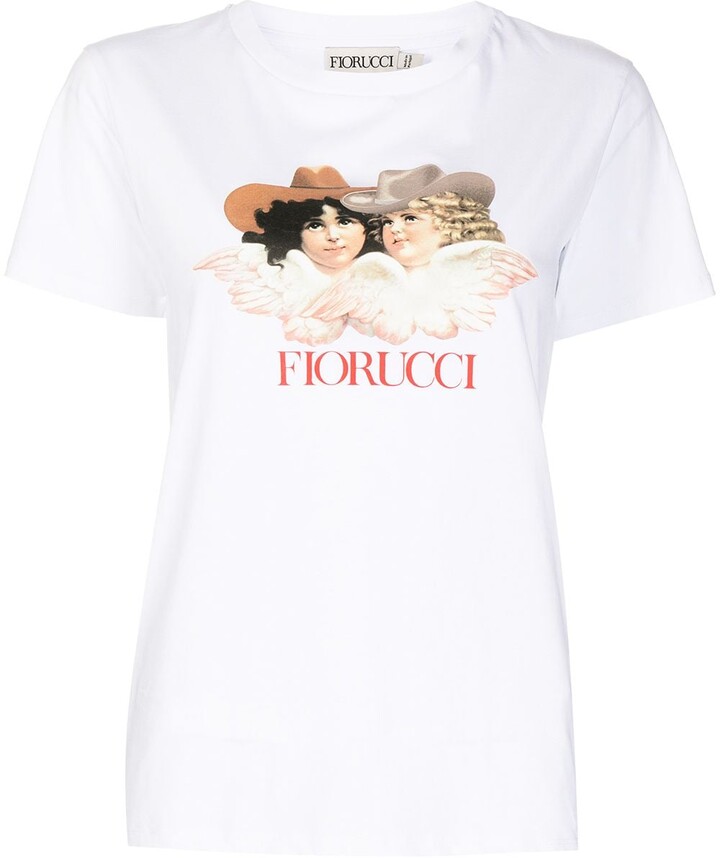 Fiorucci Cropped shirt zwart-wit gedrukte letters casual uitstraling Mode Shirts Cropped shirts 