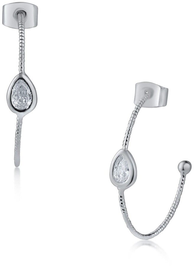 new sterling silver plated CZ small round huggie hoop earrings $TB