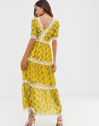 ASOS DESIGN lace insert tiered maxi dress in paisley print