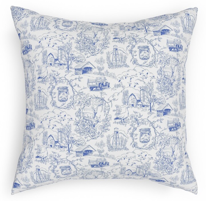Augusta Buttoned Toile Box Pillow