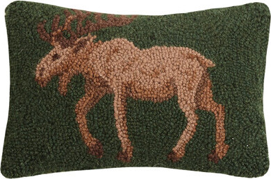 Peking Handicraft Moose Wool Hook Petite Size Throw Pillow - 8"W x 12"L