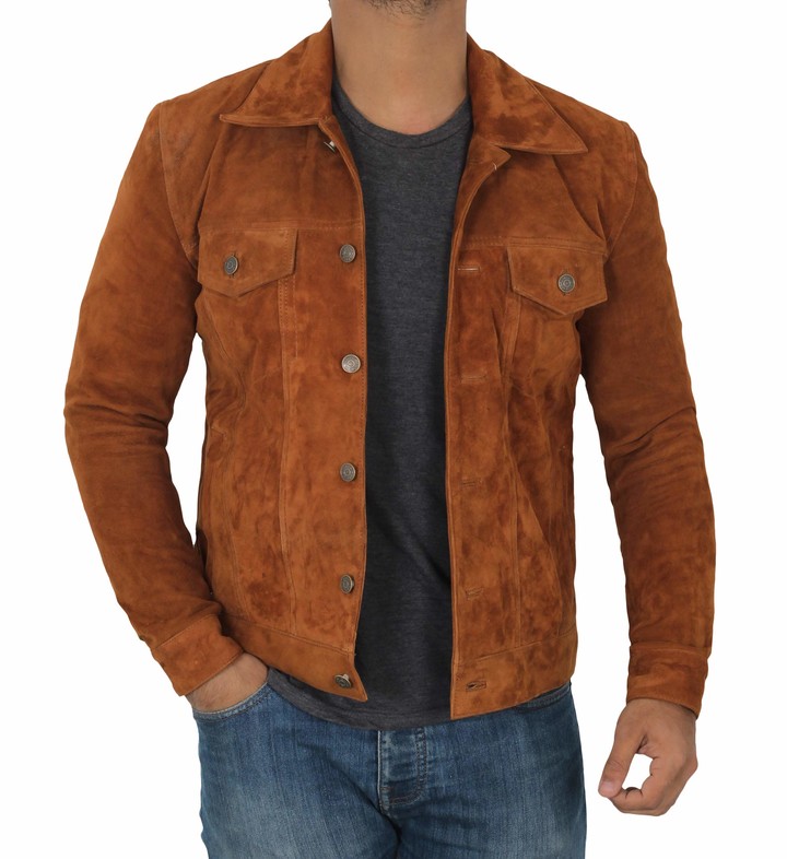 Decrum Brown Leather Jacket for Men - Erect Collar Jacket for Men ...