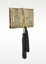 Thumbnail for your product : Roberto Cavalli Lion Gold and Black Quilted Metallic Python Small Clutch