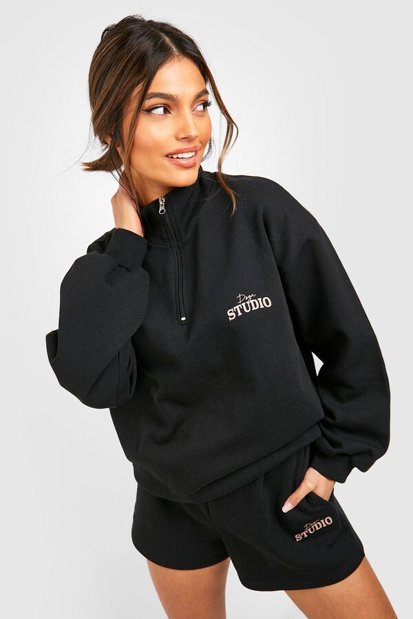boohoo Dsgn Studio Pocket Slogan Half Zip Short Tracksuit ShopStyle