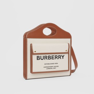 Burberry Medium Two-tone Canvas and Leather Pocket Bag