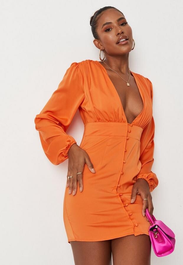 orange button dress