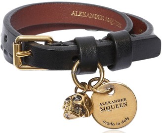 Alexander McQueen Double Wrap Studded Leather Bracelet