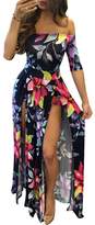 Thumbnail for your product : Suvotimo Women Plus Size Off Shoulder Fit And Flare Skater Slit Night Club Maxi Dress 4XL