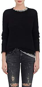 R 13 Women's Distressed Cashmere Crewneck Sweater - Black