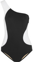 Thumbnail for your product : Karla Colletto Silhouette paneled one-shoulder swimsuit