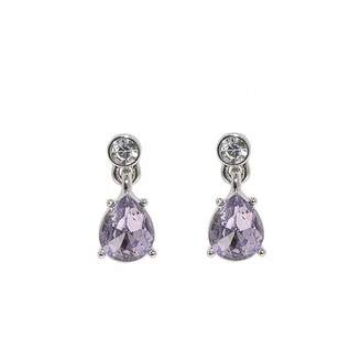 Monet Silver Violet Crystal Drop Earrings