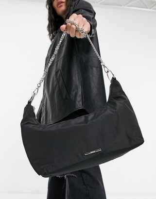 Bershka nylon shoulder bag in black - ShopStyle