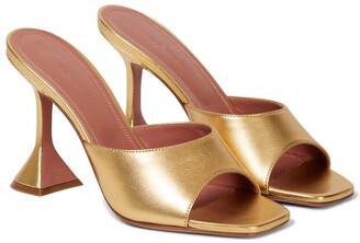 Amina Muaddi Lupita metallic leather sandals - ShopStyle