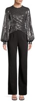 Thumbnail for your product : Black Halo Uno 2-Piece Sequin Puff-Sleeve Top & Crepe Pants Jumpsuit