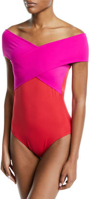 Oye Swimwear Zenia Off-the-Shoulder One-Piece Swimsuit