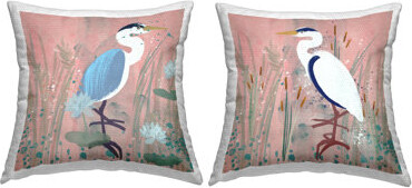 Stupell Industries Beach Birds on Pink Printed Outdoor Throw Pillow Design by Juliet Rose Philips (Set of 2)