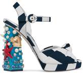 Dolce & Gabbana Embellished Striped Canvas Platform Sandals