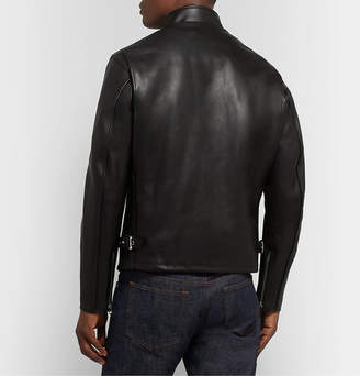 Schott Faux Fur-Lined Leather Cafe Racer Jacket
