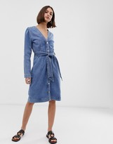 Thumbnail for your product : Selected button down denim dress with tie waist