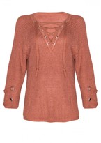 Thumbnail for your product : Missy Empire Paloma Rust Knit Lace Up Dip Hem Jumper