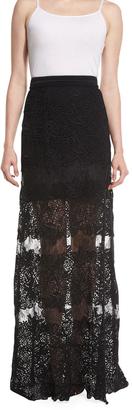 Elie Tahari Tayla Floral-Lace Maxi Skirt, Black