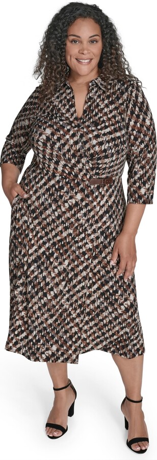 Jessica Howard Plus Size Faux Wrap Midi Dress