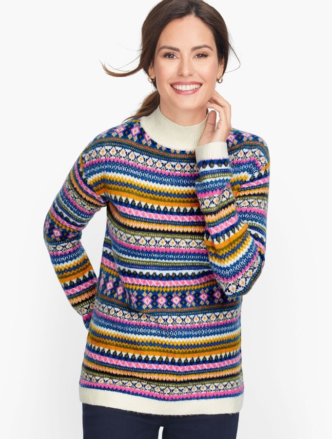 Talbots Fair Isle Mockneck Sweater - ShopStyle