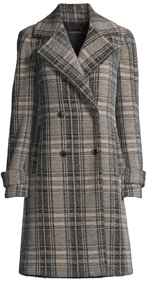 plaid double breasted coat