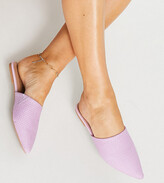 Thumbnail for your product : ASOS DESIGN Wide Fit Lava pointed flat mules in lilac