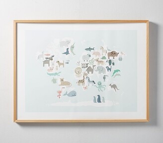 Pottery Barn Kids Minted Wild World Map Wall Art by Jessie Steury