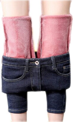 Lazutom Womens Winter Jeans Thick Skinny Pants Fleece Lined Slim