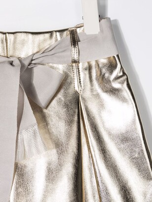 MonnaLisa TEEN metallic-effect tie-fastening shorts