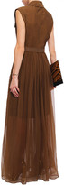 Thumbnail for your product : Brunello Cucinelli Belted Poplin-paneled Bead-embellished Silk-organza Maxi Dress