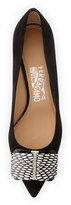 Thumbnail for your product : Ferragamo Mimi Snakeskin-Bow Suede Pump, Nero