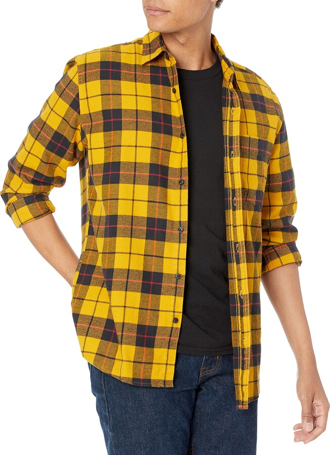 Yellow Plaid Flannel Shirt | ShopStyle