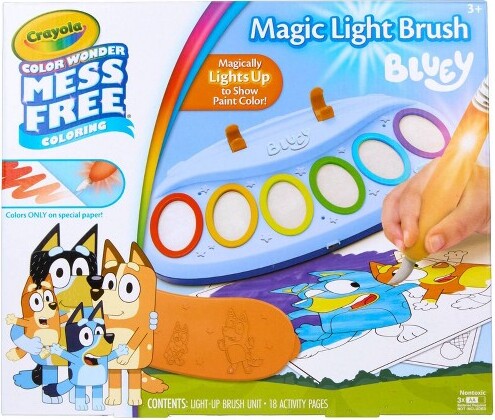 Crayola CrayolaBlueyColorWonderMagicLightBrush,MessFreePaintSet,HolidayGiftforKids,ToddlerBlueyToysandActivities,Ages3+