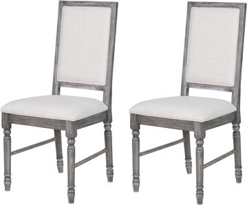 One Allium Way Of 2 Chairs Cream And Grey Weathered Solid Back Comfortable 2 Upholstery + Weathered Accents