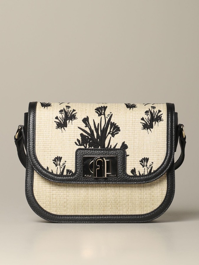 raffia and leather bag