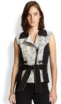 Thumbnail for your product : Sachin + Babi Architect Faux Leather-Trimmed Tweed-Paneled Vest