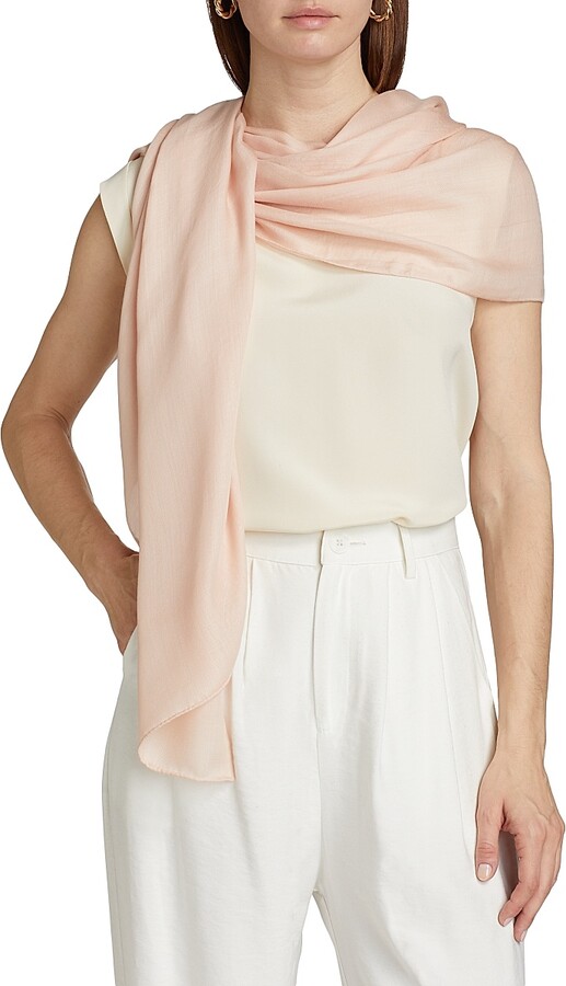 Loro Piana Women's Stola Silk-Blend Logo Scarf Plumflower