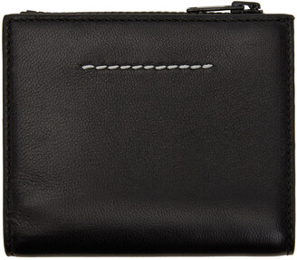 【MM6 Maison Margiela】Logo Zip Around Wallet BLACK MM6 Maison Margiela Black Triangle 6 Zip Around Wallet MM6