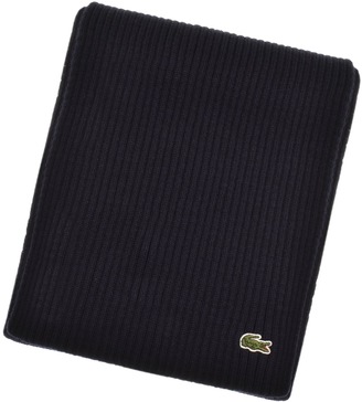 Lacoste Merino Wool Ribbed Scarf Navy