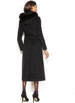 Thumbnail for your product : Ellen Tracy Fur-Trim Hooded Belted Maxi Coat