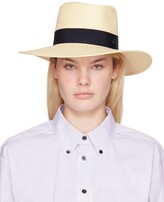 Thumbnail for your product : Maison Michel Beige & Navy Charles Fedora