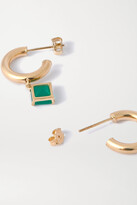 Thumbnail for your product : Loren Stewart Melrose Gold Agate Hoop Earrings - Green