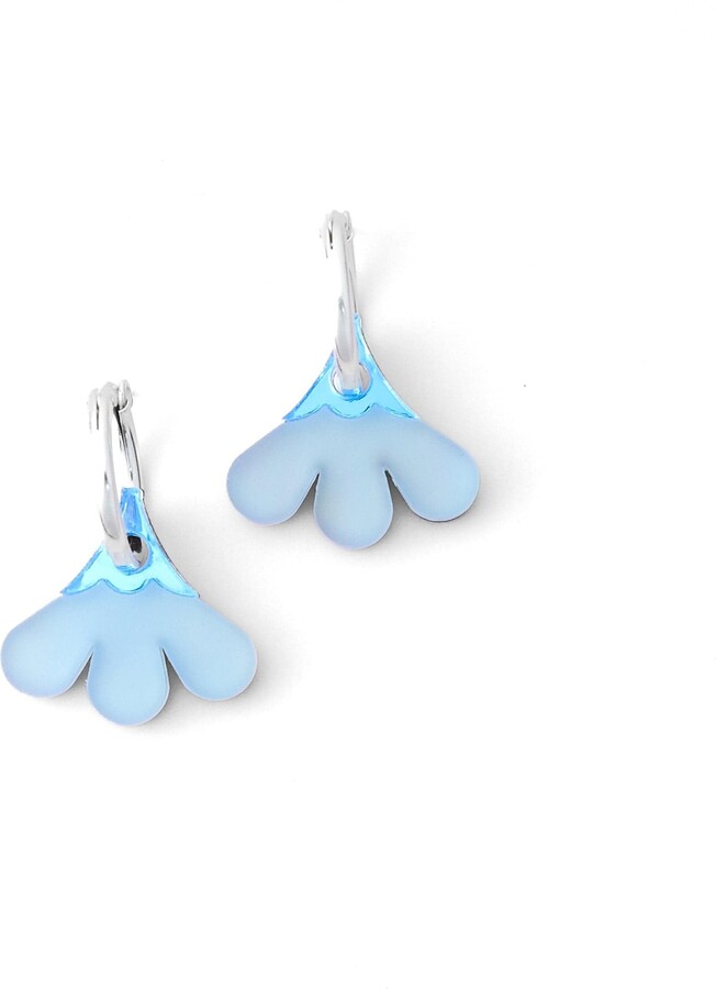 By Chavelli Baby Daisy Dangly Hoop Earrings In Light Blue