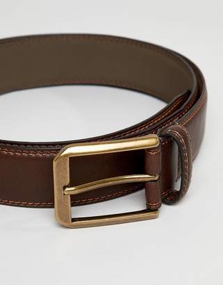 French Connection Casual Leather Belt In Brown