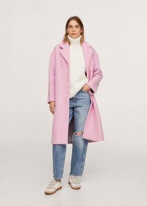 MANGO Oversize wool coat pale pink - Woman - L