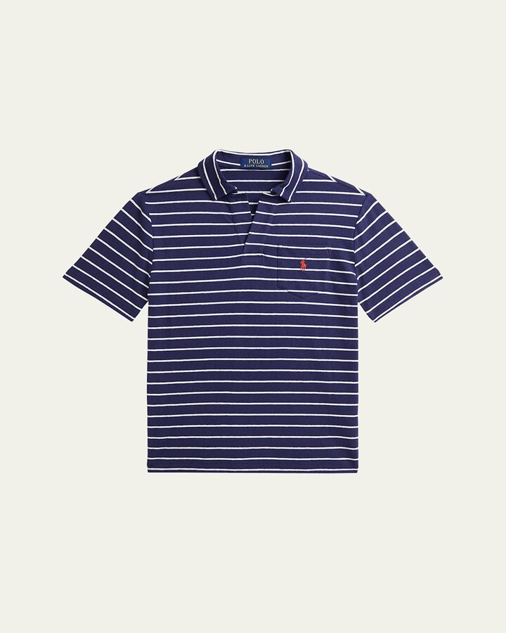 Ralph Lauren Kids Boy's Linen Striped Polo Shirt, Size S-XL